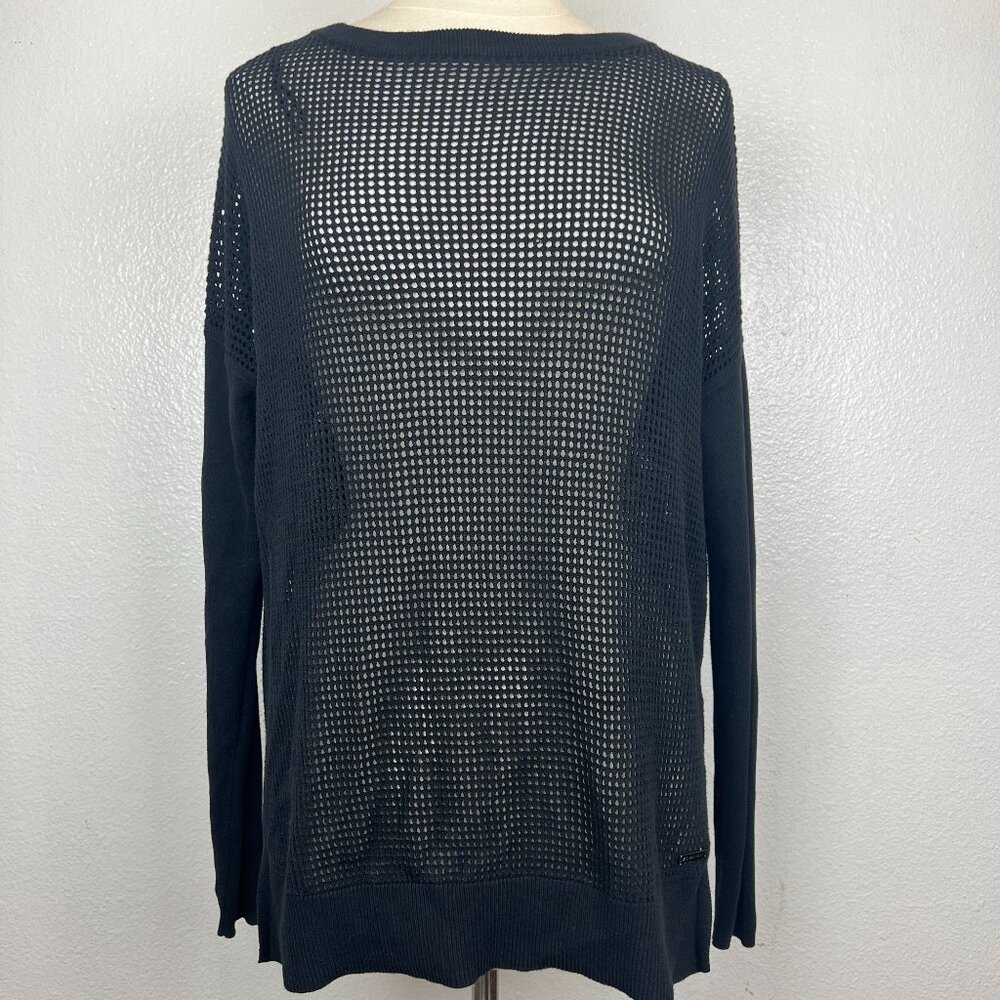 Sweaty‎ Betty London Black Open Knit Open Back Cape Sweater Size Small